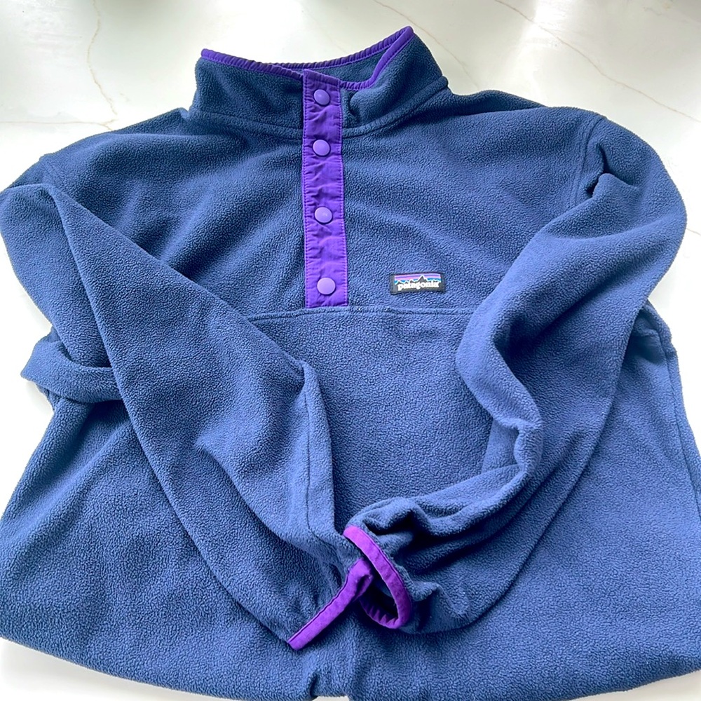 Patagonia Navy and Violet Snap-T Fleece